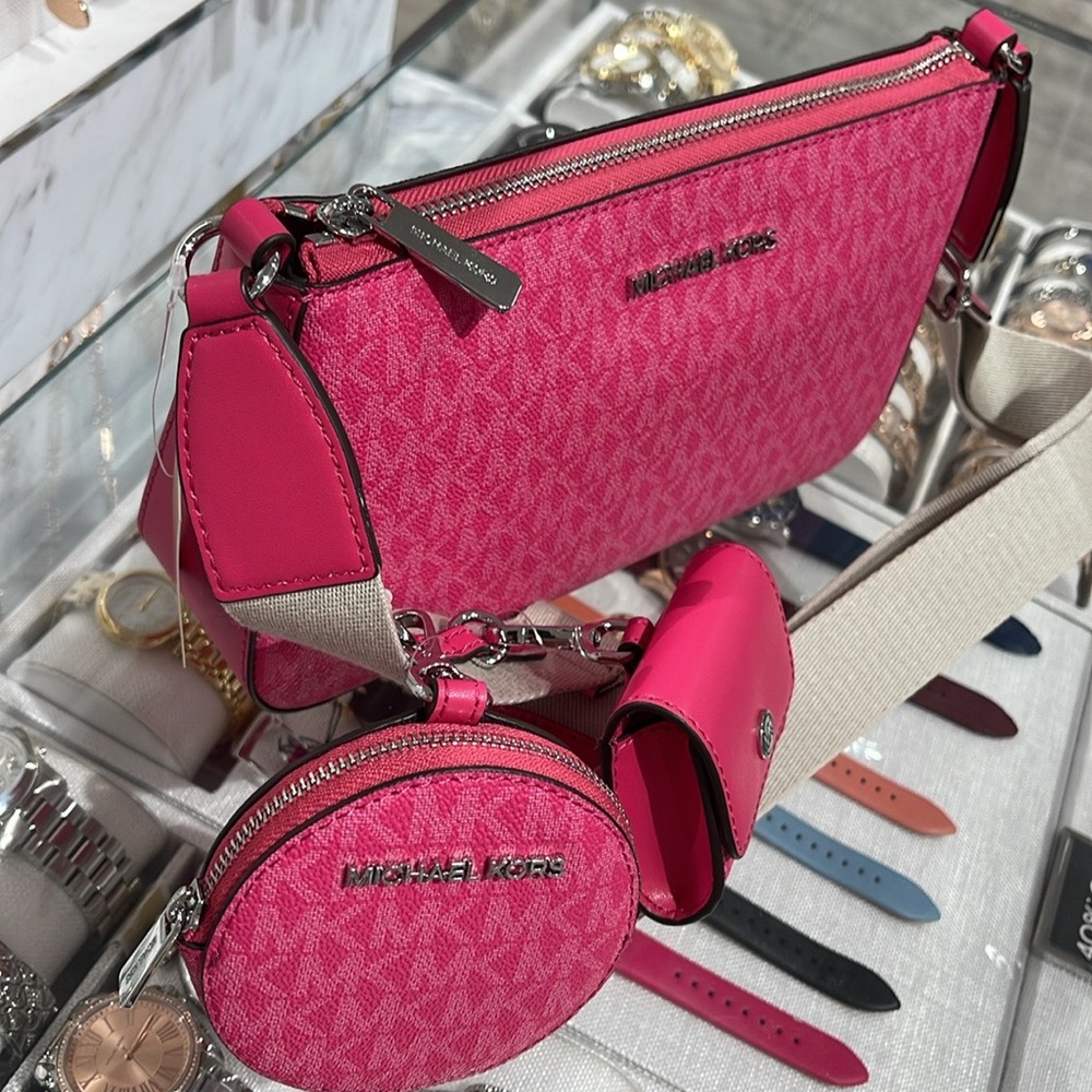 Michael Kors Jet Set Signature Logo Crossbody Bag with Case for Apple AirPods P - Picture 8 of 16